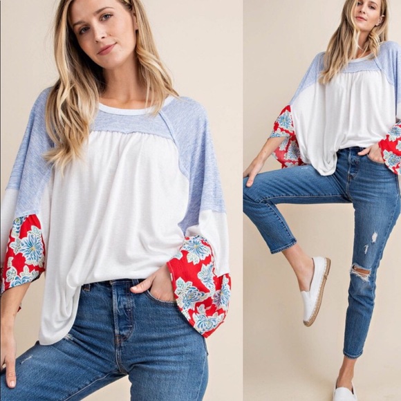 Boho Floral Sleeve Top - Picture 3 of 4